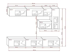 Móvel De Tv*Price Factory Conjunto de móveis de sala suspensos s da coleção CEPTo XV. 249cm, 8 móveis, com LEDs. Branco