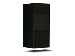 Best Price Factory Conjunto de móveis de sala de estar suspensos, parte inferior preta, parte superior branca, coleção CEPTO XIV. 256cm, 10 móveis, com leds. Preto