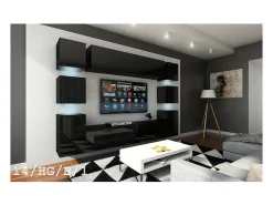 Price Factory Conjunto de móveis de sala de estar s suspensos coleção CEPTO XIV. 256cm, 10 móveis, 10 portas, leds.^ Móvel De Tv