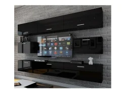 Price Factory Conjunto de móveis de sala de estar s suspensos coleção CEPTO VII 249cm, 8 portas^ Móvel De Tv