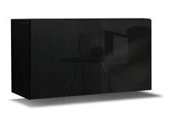 Price Factory Conjunto de móveis de sala de estar e branco suspensos coleção CEPTO VII 249cm, 8 portas, modulares. Parte central na cor branca.^ Móvel De Tv