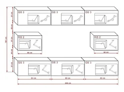 Price Factory Conjunto de móveis de sala de estar e branco suspensos coleção CEPTO VII 249cm, 8 portas, modulares. Parte central na cor branca.^ Móvel De Tv