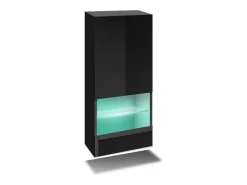 Móvel De Tv|Price Factory Conjunto de móveis de sala de estar na cor preta, suspensos, coleção CEPTO XXIX. 249cm, 8 móveis, com LEDs, modulares. Preto