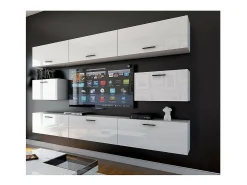 Móvel De Tv*Price Factory Conjunto de móveis de sala de estar s suspensos coleção CEPTO VII 249cm, 8 portas, modulares. Branco