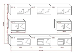 Móvel De Tv*Price Factory Conjunto de móveis de sala de estar s suspensos coleção CEPTO VII 249cm, 8 portas, modulares. Branco