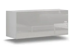 Móvel De Tv*Price Factory Conjunto de móveis de sala de estar s suspensos coleção CEPTO VI 256cm, 7 portas, prateleira de parede preta, leds, modulares. Branco
