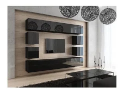 Price Factory Conjunto de móveis de sala de estar s suspensos coleção CEPTO XVII 249cm, 10 móveis, leds, modulares.^ Móvel De Tv