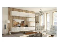 Móvel De Tv*Price Factory Conjunto de móveis de sala de estar s suspensos coleção CEPTO XVI 249cm, 8 móveis, modulares. Branco