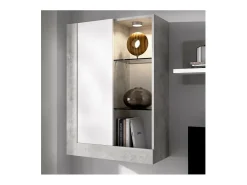 Móvel De Tv| Conjunto de móveis de TV e concreto com armazenamento e vitrine - TOKIO Sala de estar Branco