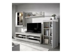 Móvel De Tv| Conjunto de móveis de TV e concreto com armazenamento e vitrine - TOKIO Sala de estar Branco