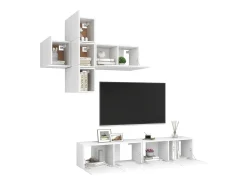 Móvel De Tv|vidaxl Conjunto de Móveis de TV em Contraplacado - 7 Peças Elegantes e Funcionais Branco