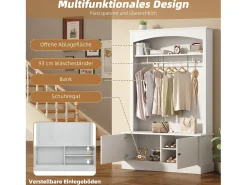 Móvel De Entrada*Merax Conjunto de móveis para corredor - 120 x 40 x 190 cm - cabideiro com sapateira + guarda-roupa - Aglomerado - Branco
