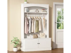 Móvel De Entrada*Merax Conjunto de móveis para corredor - 120 x 40 x 190 cm - cabideiro com sapateira + guarda-roupa - Aglomerado - Branco