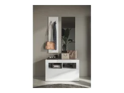 Best Meublorama Conjunto de móveis para hall de entrada, coleção CISA, na cor brilhante laqueado. Branco