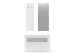 Best Meublorama Conjunto de móveis para hall de entrada, coleção CISA, na cor brilhante laqueado. Branco