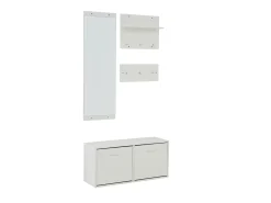 Sale Hauss Spole Conjunto de móveis para hall de entrada - Espelho, 6 ganchos e sapateira - Madeira PB - Branco