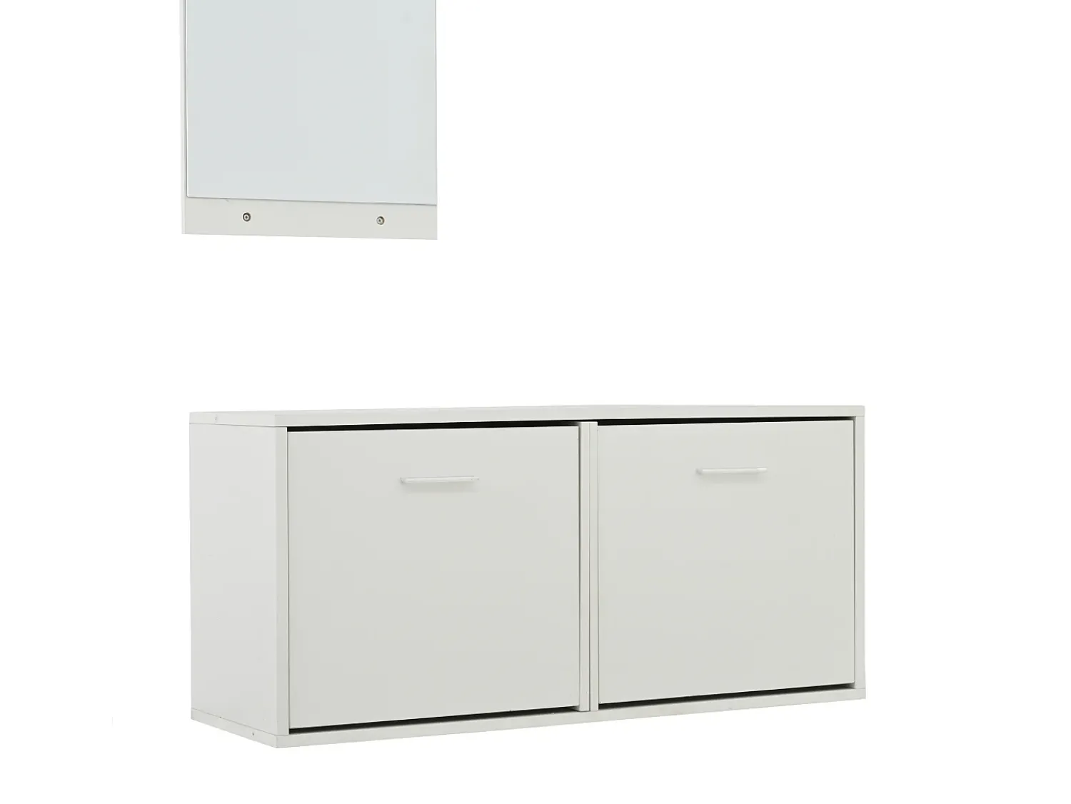 Sale Hauss Spole Conjunto de móveis para hall de entrada - Espelho, 6 ganchos e sapateira - Madeira PB - Branco
