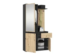 Outlet Akord Conjunto de Móveis para Hall de Entrada ENTRO Preto/Carvalho Artisan Preto / Natural claro