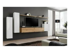 Price Factory Conjunto de móveis para sala de estar coleção SWITCH I design, nas cores brilhante e carvalho Wotan.^ Móvel De Tv