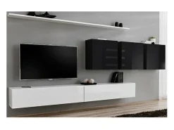 Price Factory Conjunto de móveis para sala de estar SWITCH VII design, cores e preto brilhante.^ Móvel De Tv