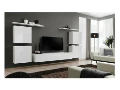 Móvel De Tv*Price Factory Conjunto de móveis para sala de estar SWITCH IV design, cor brilhante. Branco