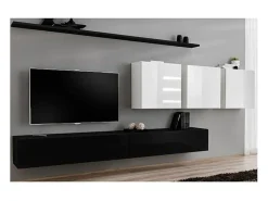 Best Price Factory Conjunto de móveis para sala de estar SWITCH VII design, nas cores e branco brilhante. Preto
