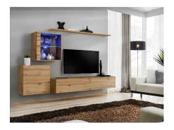 Móvel De Tv|Price Factory Conjunto de móveis para sala de estar SWITCH XV design, na cor carvalho Wotan. Castanho