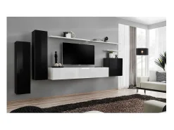 Móvel De Tv|Price Factory Conjunto de móveis para sala de estar da coleção SWITCH I, design em cores e branco brilhante. Preto