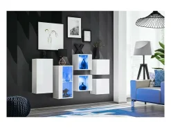 Price Factory Conjunto de móveis para sala de estar SWITCH SBIV, design moderno, na cor brilhante. Sistema LED integrado.^ Prateleira