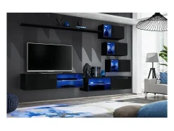 Móvel De Tv*Price Factory Conjunto de móveis para sala de estar SWITCH XXIV, design em cor brilhante. Preto