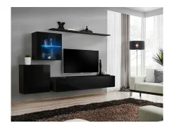 Online Price Factory Conjunto de móveis para sala de estar SWITCH XV, design mural, na cor brilhante. Preto