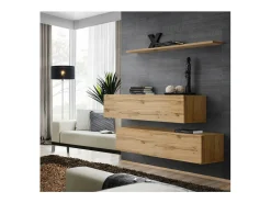 Móvel De Tv|Price Factory Conjunto de móveis para sala de estar SWITCH SBII design, cor carvalho Wotan. Castanho