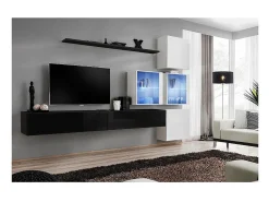 Discount Price Factory Conjunto de móveis para sala de estar SWITCH XIX design, na cor preta e branca brilhante. Preto