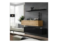Price Factory Conjunto de móveis para sala de estar SWITCH SBII, design em brilhante e carvalho Wotan.^ Móvel De Tv