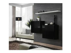 Price Factory Conjunto de móveis para sala SWITCH SBI design, cor brilhante e prateleira branca.^ Prateleira