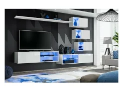 Móvel De Tv*Price Factory Conjunto de móveis para sala de estar SWITCH XXIV, design moderno na cor brilhante. Branco