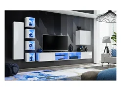 Outlet Price Factory Conjunto de móveis para sala de estar SWITCH XXVI, design moderno, na cor brilhante. Branco