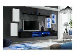 Móvel De Tv*Price Factory Conjunto de móveis para sala de estar SWITCH XXV, design nas cores e preto. Branco