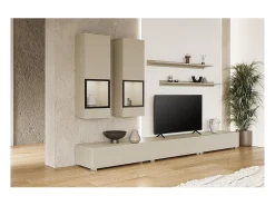 Meublorama Conjunto de móveis para sala RAMOS – claro – Design contemporâneo sem LED^ Móvel De Tv