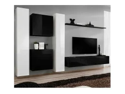 Móvel De Tv|Price Factory Conjunto de móveis para sala de estar SWITCH VI design, cores e branco brilhante. Preto