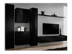 Móvel De Tv*Price Factory Conjunto de móveis para sala SWITCH VI, design, na cor brilhante. Preto