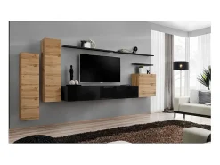 Price Factory Conjunto de móveis para sala SWITCH I design, cor carvalho Wotan e brilhante.^ Móvel De Tv