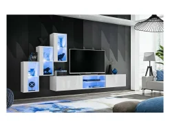 Price Factory Conjunto de móveis para sala de estar SWITCH XXII, design moderno, na cor branca brilhante.^ Móvel De Tv