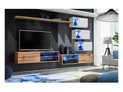 Móvel De Tv|Price Factory Conjunto de móveis para sala de estar SWITCH XXIV, design em carvalho e branco. Castanho