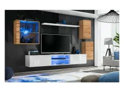 Price Factory Conjunto de móveis para sala de estar SWITCH XXIII, design em carvalho e branco^ Móvel De Tv