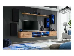 Móvel De Tv*Price Factory Conjunto de móveis para sala de estar SWITCH XXV, design em e carvalho. Preto