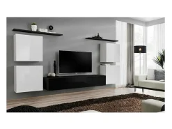 Móvel De Tv|Price Factory Conjunto de móveis para sala de estar SWITCH IV design, cores e branco brilhante. Preto