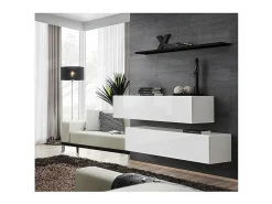Prateleira*Price Factory Conjunto de móveis para sala SWITCH SBII design, cor branca brilhante e prateleira preta. Branco
