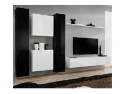 Móvel De Tv*Price Factory Conjunto de móveis para sala de estar SWITCH VI design, nas cores e preto brilhante. Branco