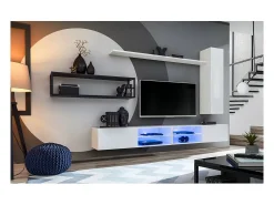 Price Factory Conjunto de móveis para sala de estar estilo industrial SWITCH M4. Cor branca.^ Móvel De Tv